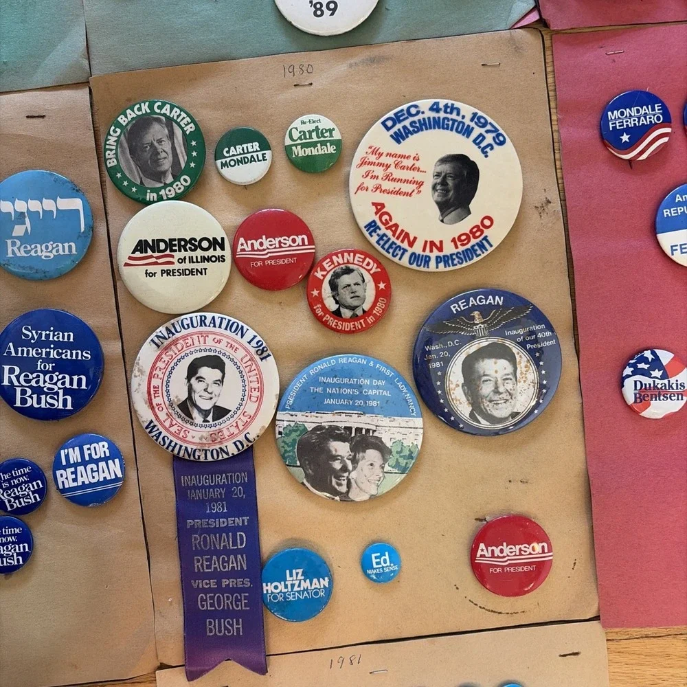 Vintage‎ 1980s Political Pin Back Buttons Lot NY Long Island Suffolk